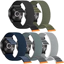 5 Pack 26mm Nylon Watch Bands Compatible with Garmin Fenix 8 51mm/7X/6X/5X, Instinct 3 50mm/Instinct 2X, Enduro 3/2, Epix Pro 51mm, Stretchy Hook Loop Quick Dry Sport Replacement Straps