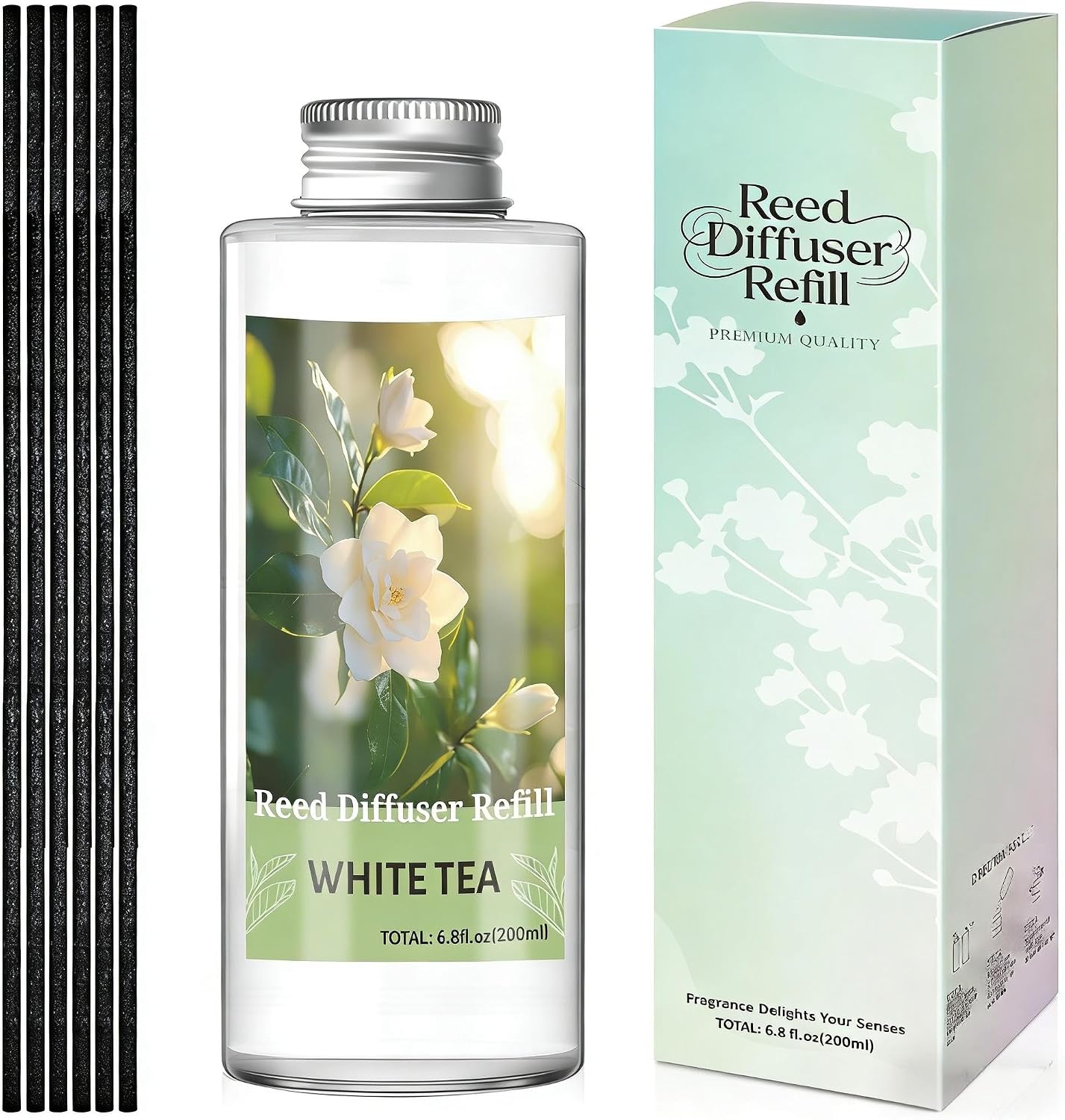 STRN Reed Diffuser Oil Refill, White Tea Scented Diffuser with Stick 200ML