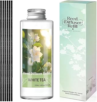STRN Reed Diffuser Oil Refill, White Tea Scented Diffuser with Stick 200ML | Summer Long-Lasting Fragrance for Living Room, Bedroom, Office, Home Decor