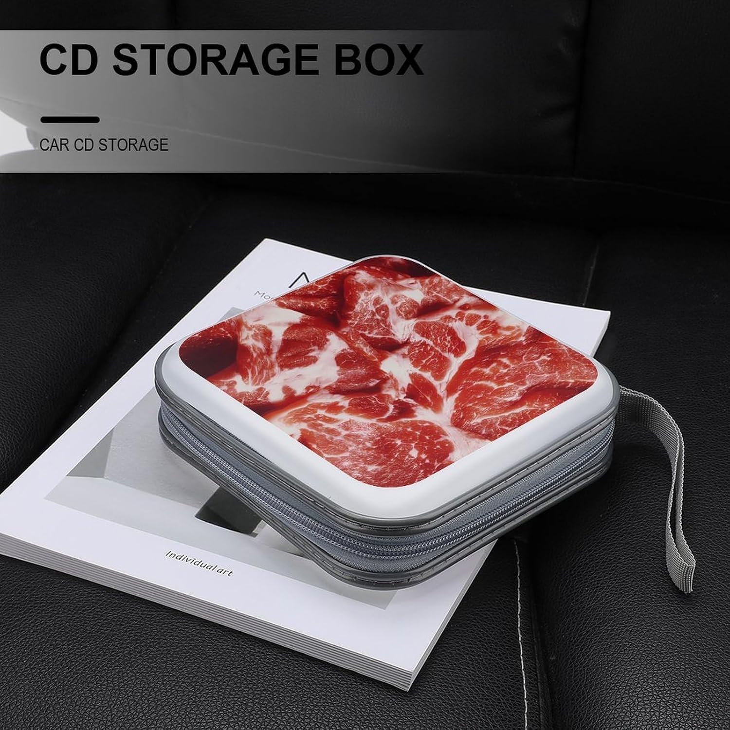 Rawed Meat Pattern Protective CD Case Storage Rack 40 Capacity DVD Holder Organizer Car Travel