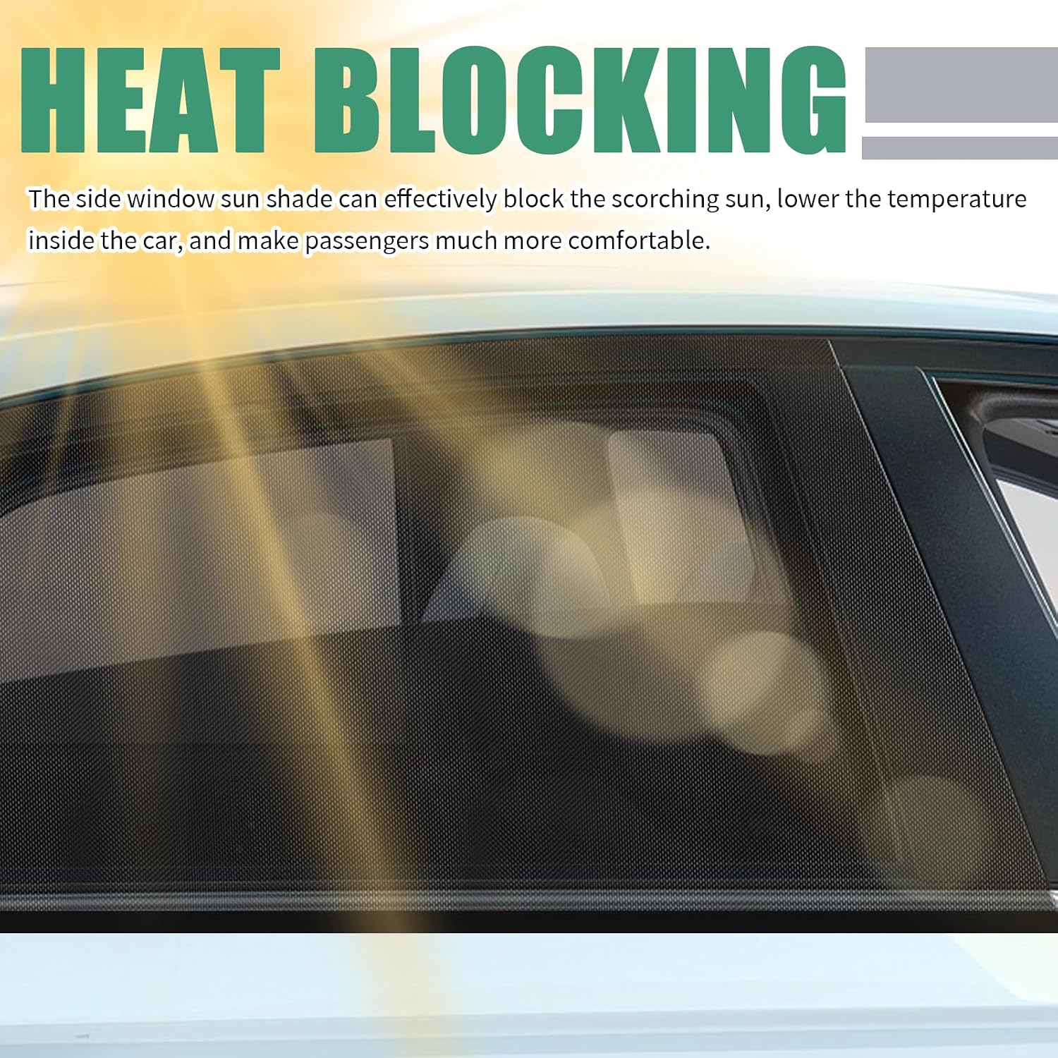 2PCS Upgraded 2026 Stretchable Car Window Screen for Rear Side Window,Breathable Mesh Car Windows Shades Block Sunlight,Portable Sun Shade for Cars Windows Baby with Nylon Stickers