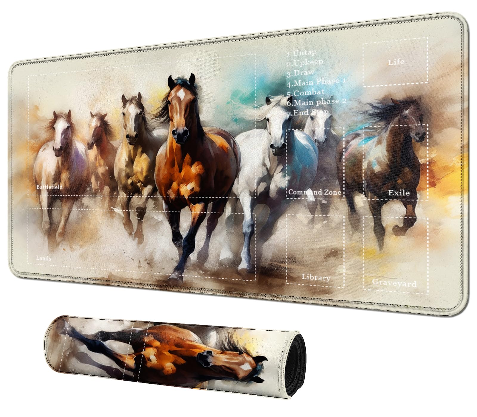 Card Mat for MTG &amp; TCG Playmat,Horses Running