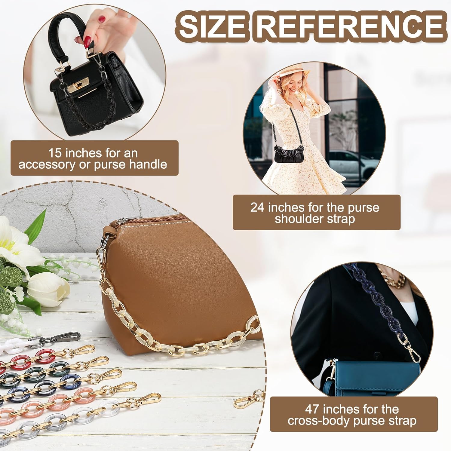 PATIKIL Acrylic Purse Strap, Acrylic Chain Purse Strap Replacement Luxury Handbag Chain Handle Straps - Image 5