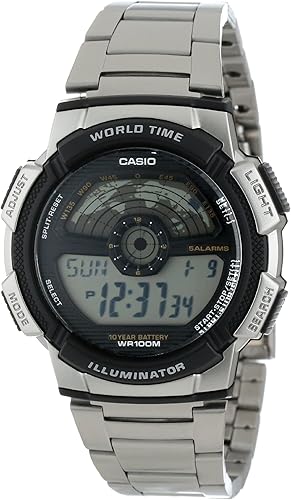 Casio Reloj deportivo multifunción con esfera gris AE1100WD-1A para hombre, Gris, Digital