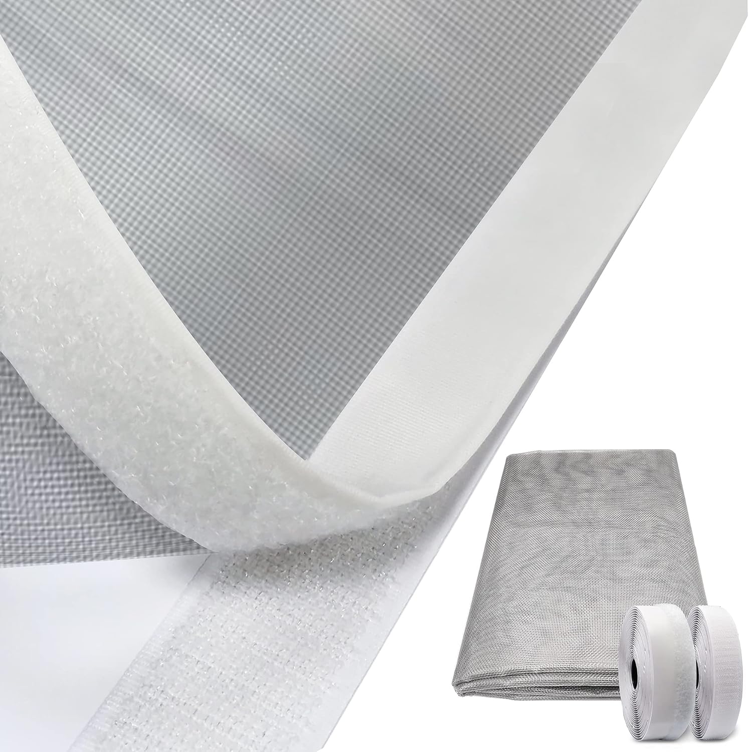 Window Screen with White Upgraded Hook and Loop Adhesive Edging Frame ...
