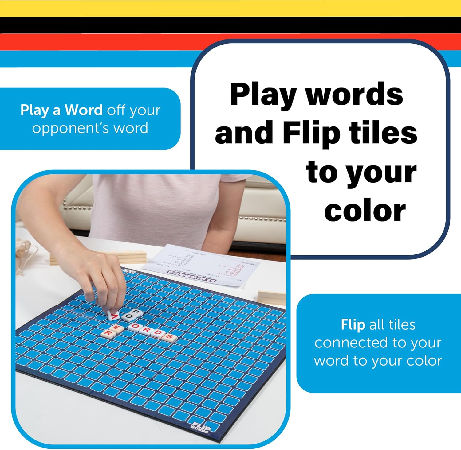 Flip Words, Fun Exciting New Twist On Classic Word Board Games, Challenging 2 Player Crossword Game - A Mensa Mind Games Recommended Game