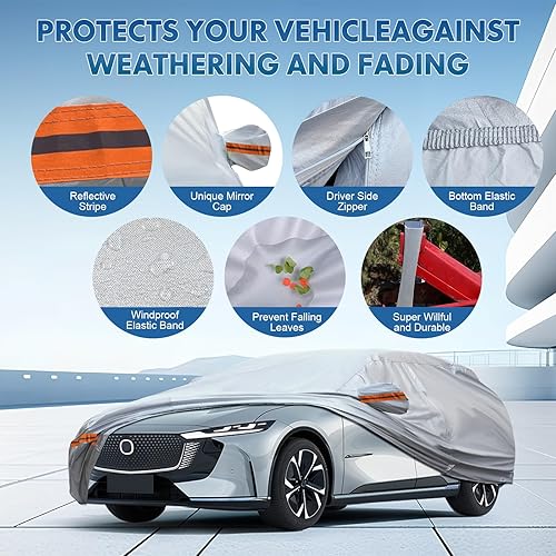 Miniatura 4 de KEYOOG La funda completa de 6 capas para automóvil es impermeable para todo tipo de clima, universal en todas las estaciones, prevención de nieve,