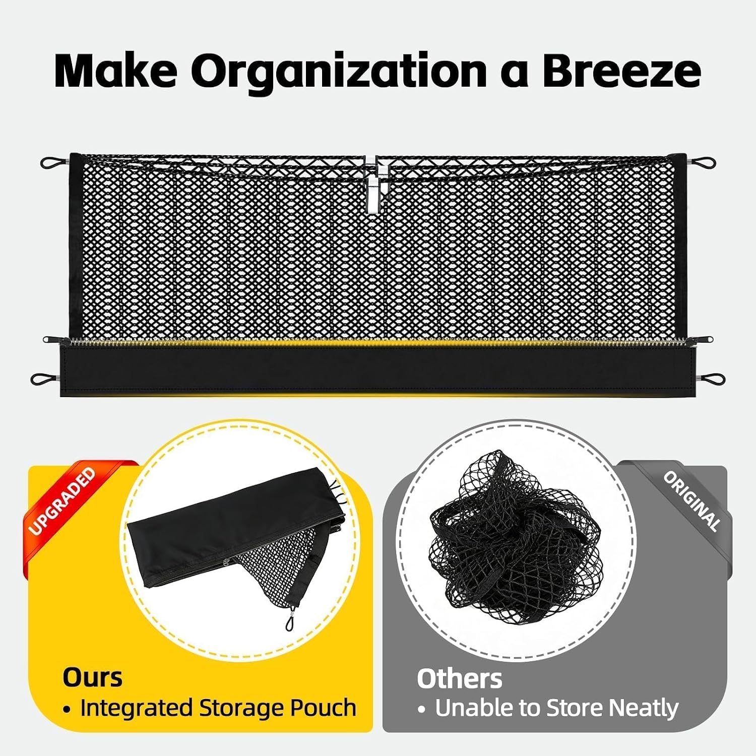 Zoned Storage 3-Layer Cargo Net for Honda Ridgeline 2017-2026 | Truck Bed Net with Zipper Bag, Heavy Duty Cargo Organizer Storage Nets, Tool-Free Install for Campings& Daily Use