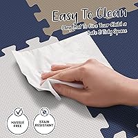 Vista 6 de 16 azulejos con bordes Tapete de juego para bebé de 12 x 12 pulgadas, azulejos de rompecabezas de espuma, no tóxico, suave, impermeable