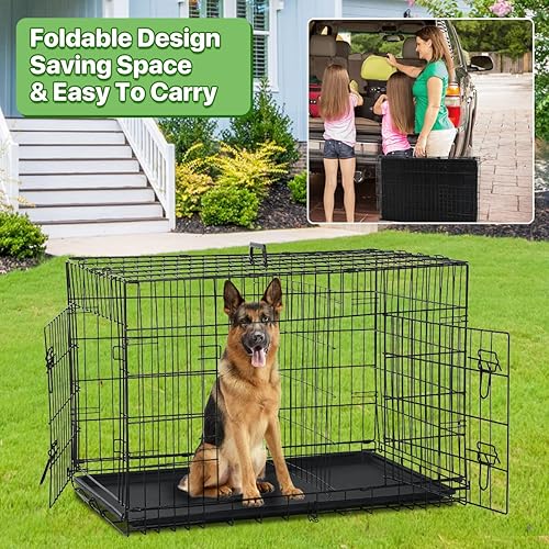 Miniatura 6 de Jaula para perros grande XXL para perros grandes, jaulas plegables para perros y jaulas de alambre de metal, jaula de segregación de animales para