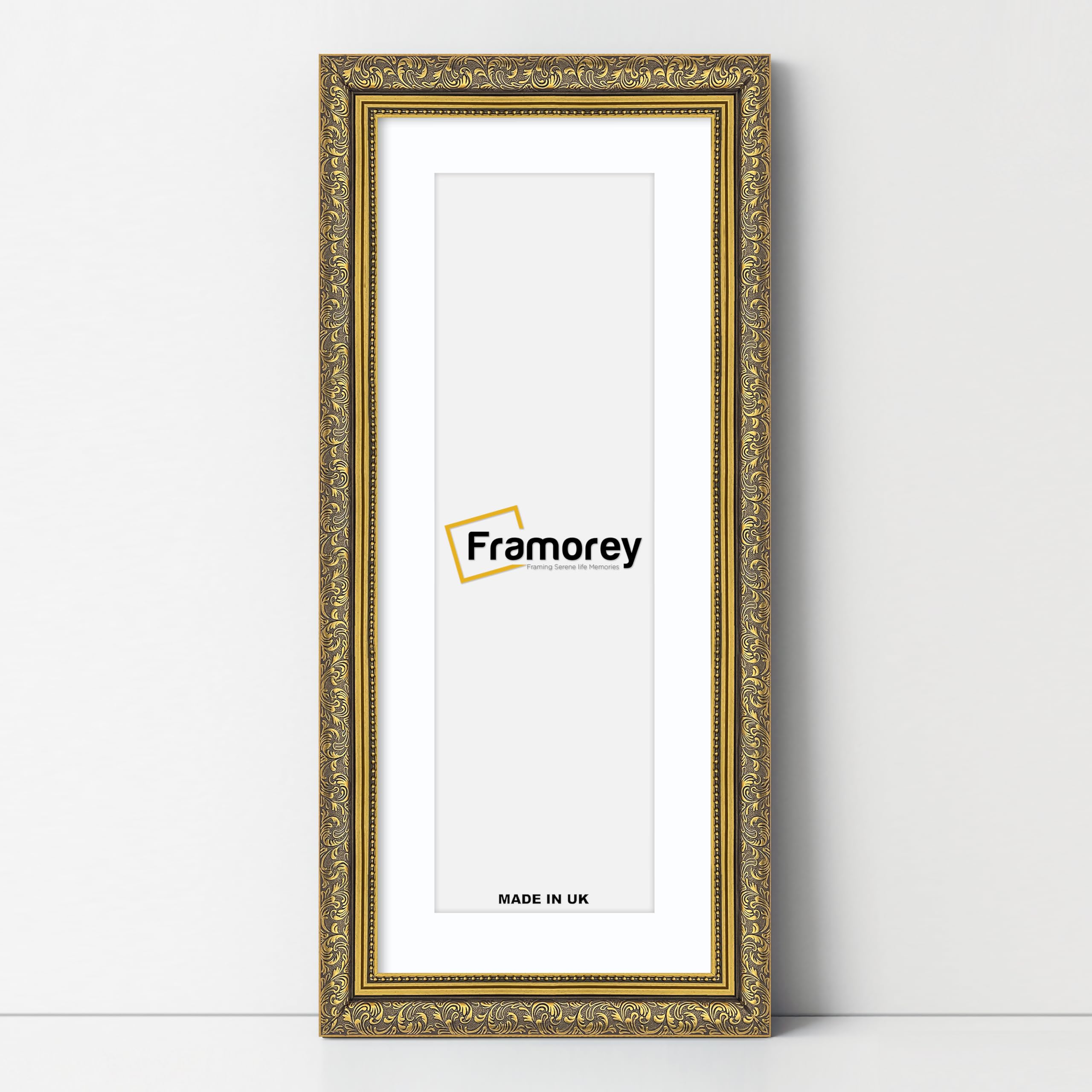 FRAMOREY Panoramic Style Picture Frame, 28x16" Size Gold Photo Frame With 24x12" Size White Mount, Dahlia Traditional Effect Wall Hanging Frame, Home Décor Frame,