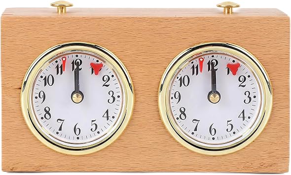 Chess Clock, Retro Wooden Chess Timer Professional, Portable Chess Clock Wooden Analog Game Mechanical Timer Count Up Down for Board Games and Chess