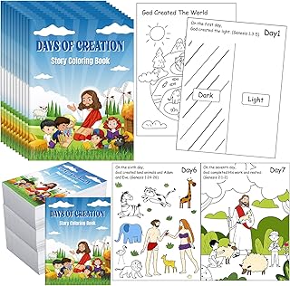 30 Pcs Sunday School Crafts for Kids The Story of Creation Bible Coloring Books Religious Story Books Bulk for Boys Girls Sunday School Activities Goodie Bag Gift Filler Party Supplies