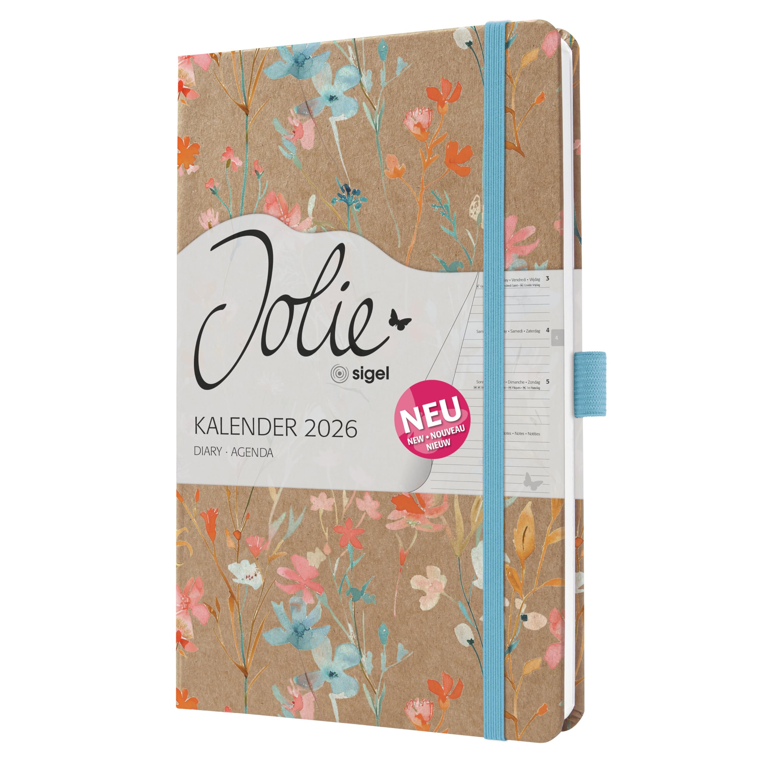 Organiseur Personnel Agenda Hebdomadaire SIGEL Jolie 2026 - Format A5  Couverture Rigide Bleu Agenda Hebdomadaire 2026, image size:2560x2560