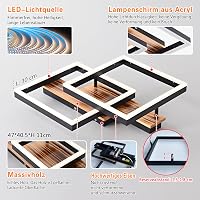 SEATAIN LED Mennyezeti Lámpa Fa Kerettel Dimmelhető Távirányítóval 47cm - Black 5