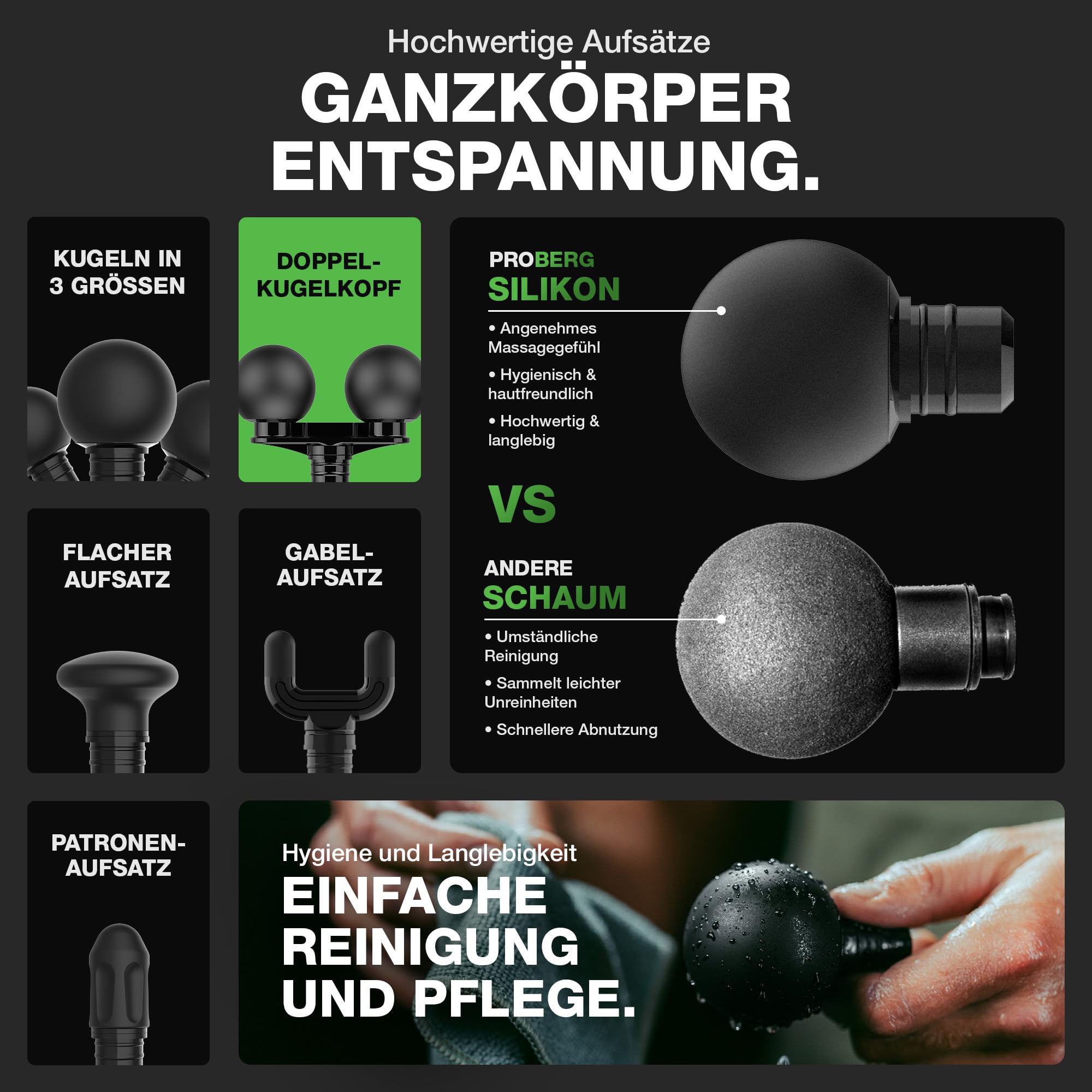 DONNERBERG® Proberg Massagepistole Kraftvolle für Muskelentspannung | Muskel-Perkussions-Massagegerät mit 12 mm Amplitude & 24 kg Druckkraft, langlebiger 3500 mAh Markenakku – Geschenk für Männer