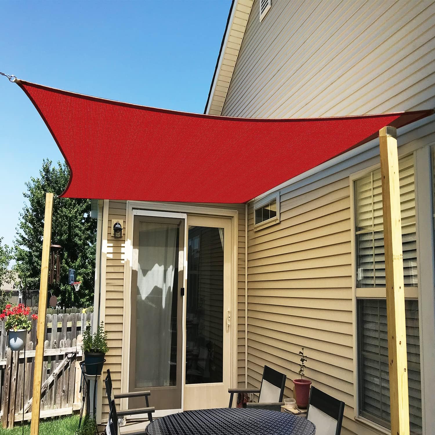 Ifenceview 13'x14' Red Rectangle UV Sun Shade Sail for