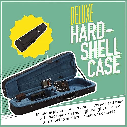 Miniatura 8 de Mendini By Cecilio Violín - MV50092D - Talla 44 tamaño completo madera maciza negra - Flameada violines de 1 pieza con funda afinador reposapiés