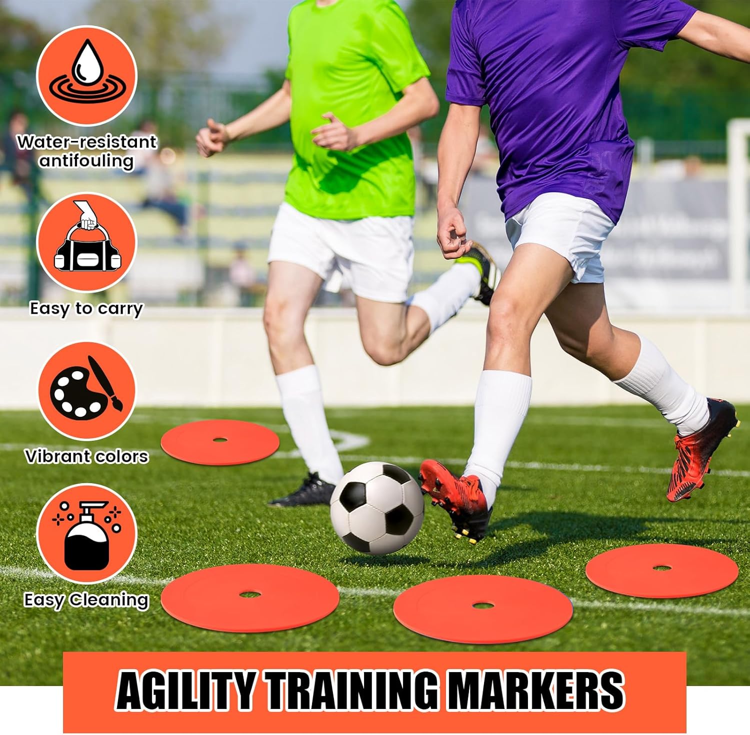 Silipull 6 inch Flat Cones Spot Markers Non-Skid Floor Hole Soccer Cones Field Court Spot Markers Flat Discs Soccer Training Equipment for Football Sports Speed Agility Practice
