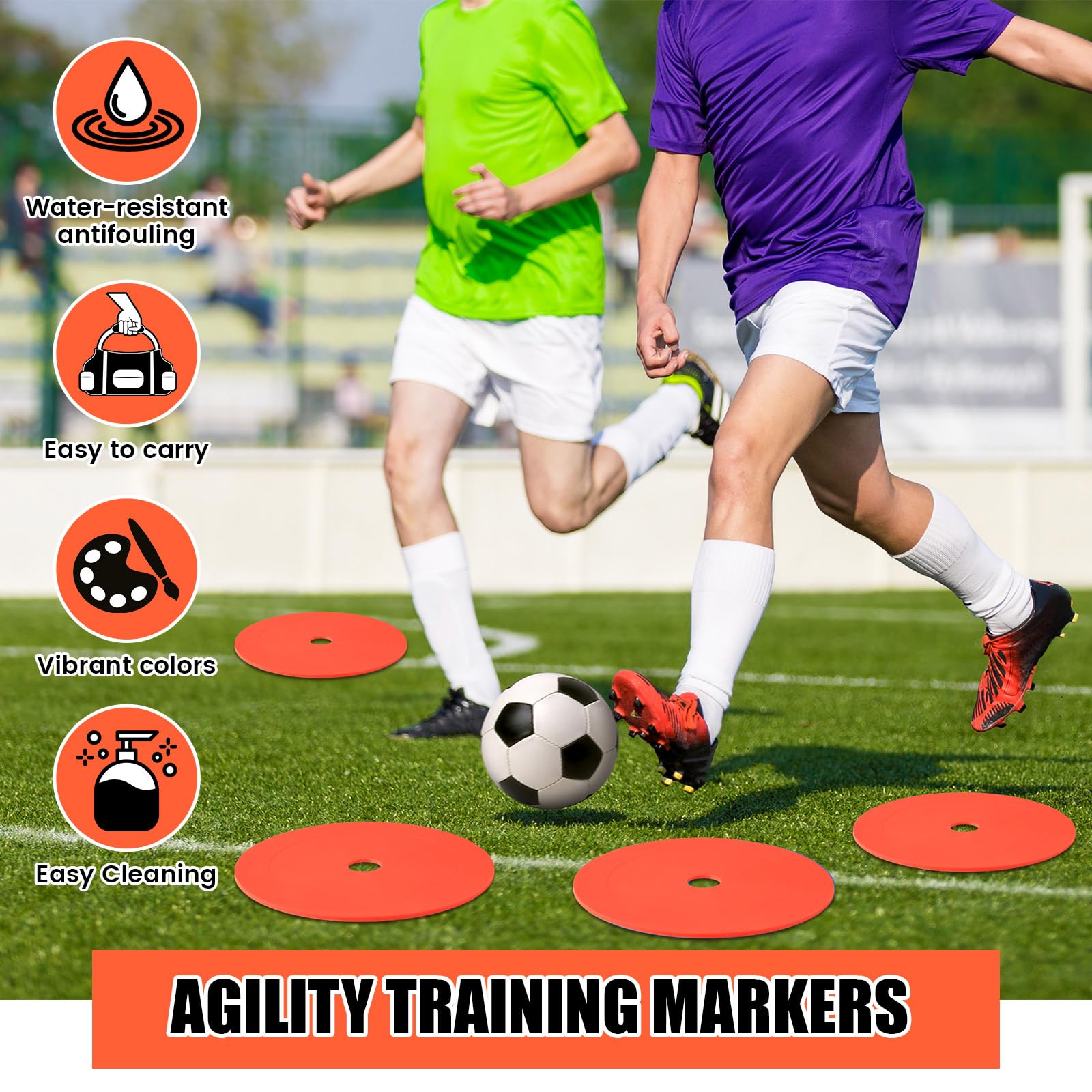 Silipull 15,2 cm flache Kegel, Punktmarker, rutschfest, Bodenloch, Fußballkegel, Feldplatzmarker, flache Scheiben, Fußball-Trainingsgeräte für Fußball, Sport, Geschwindigkeit, Agilität, Übung
