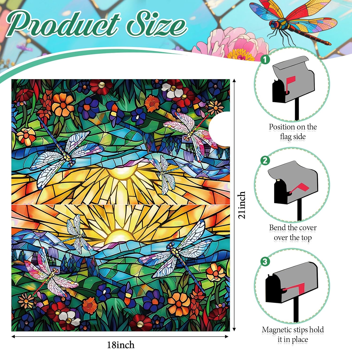 Tiamon Mailbox Covers Magnetic Welcome Letter Box Wrap Standard Size 21x18 Inch Spring Leaves Mailbox Decor Summer Post Letter Box Decoration for Outdoor Garden Yard(Dragonfly)