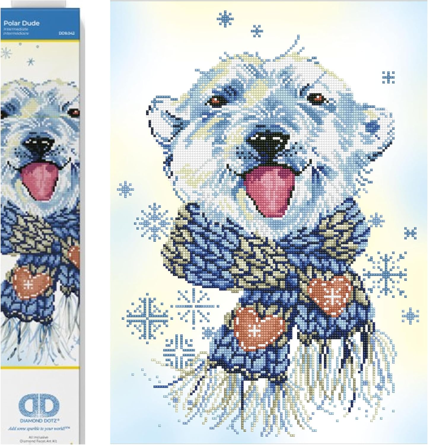 DIAMOND DOTZ Polar Dude Animal Diamond Painting Kits for Adults - Diamond Art Kits a Relaxing Creative Craft Kit with Dotz Gems 14"x20"