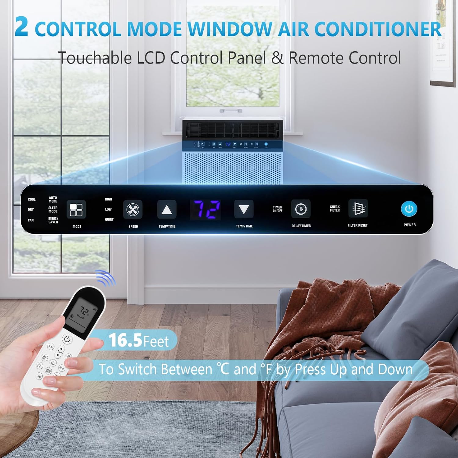 COWSAR AC control panel and remote control.