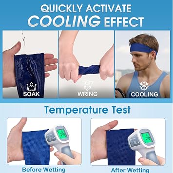 Sukeen Cooling Sports Headbands for Men: Instant Cooling Moisture Wicking Sweatbands Non-Slip Elastic Mens Headband Gym