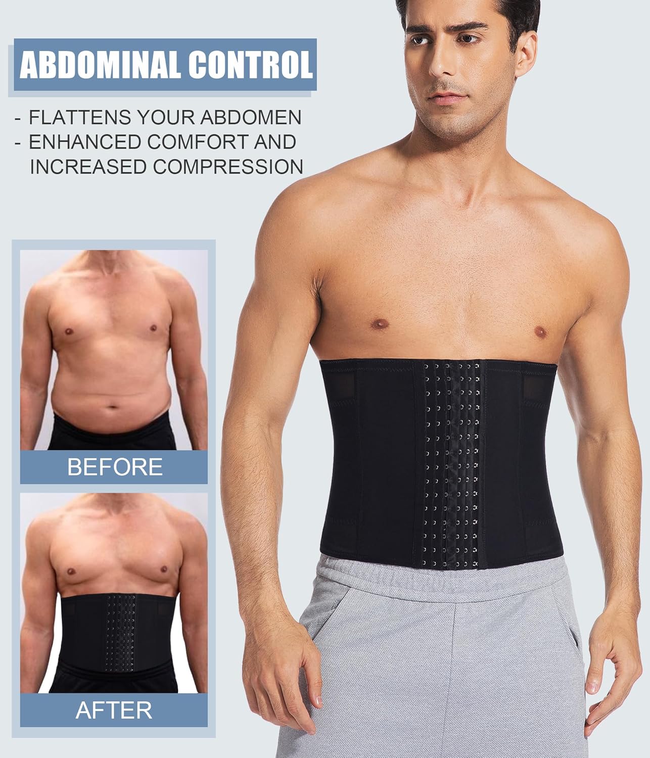 Mens Waist Trainer Trimmer Tummy Control Shapewear Slimming Girdle Stomach Band Back Support Body Shaper Belt - Image 2