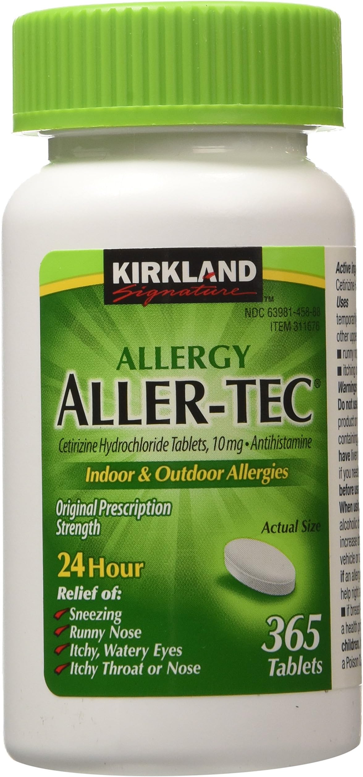 Kirkland Signature Aller-Tec Cetirizine HCL/ Antihistamine Tablets 10 mg, 365 Tablets Each (2 Pack)