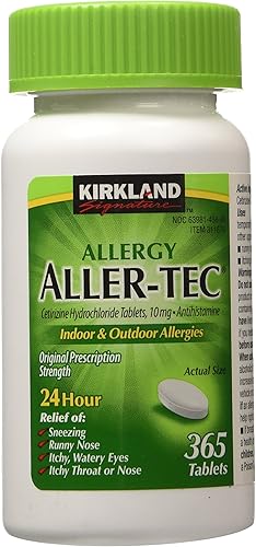 Kirkland Signature Aller-Tec Cetirizine HCLAntihistamínico Tabletas de 10 mg 365 comprimidos cada uno paquete de 2