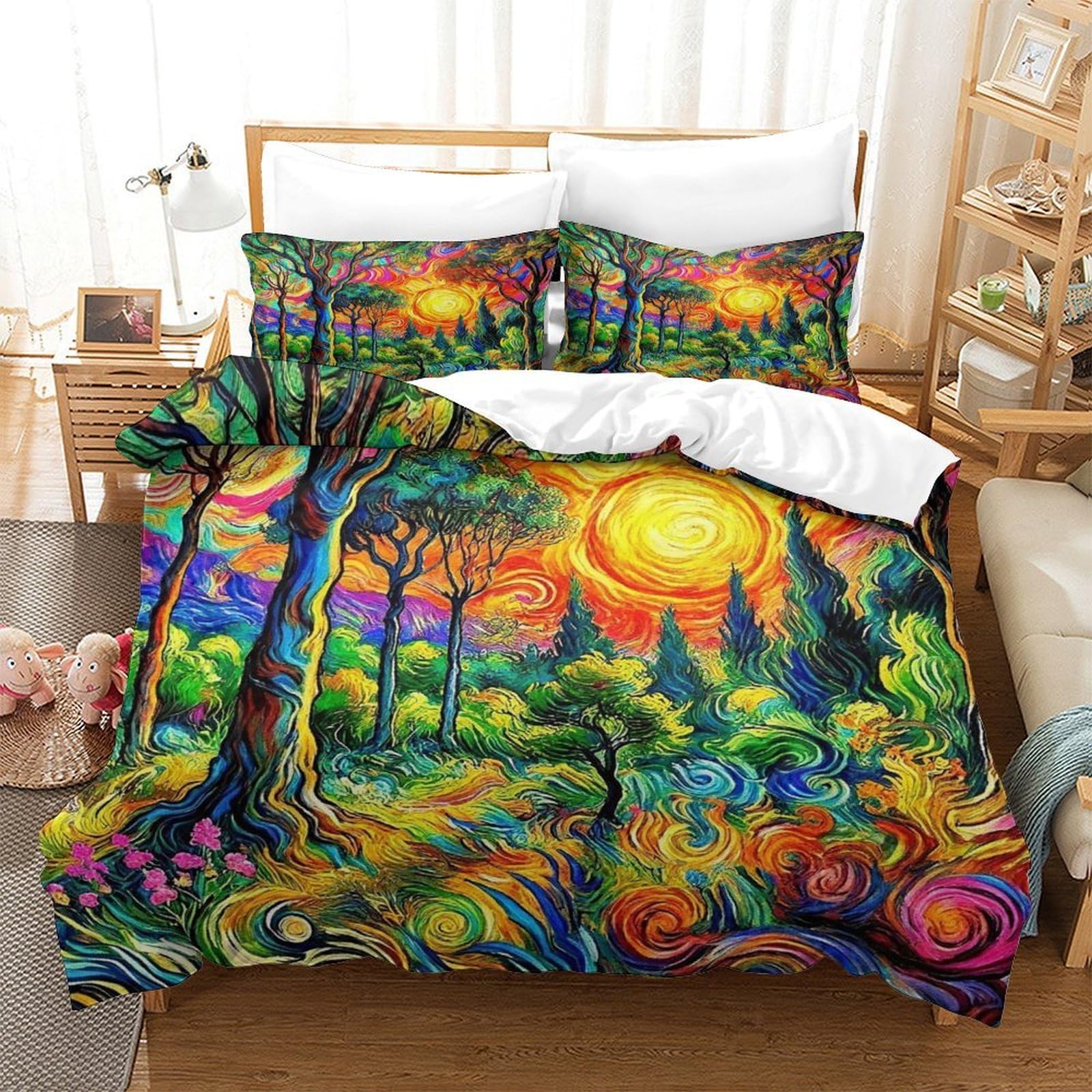 Housse de couette imprimée en 3D paysage microfibre king 220x240cm