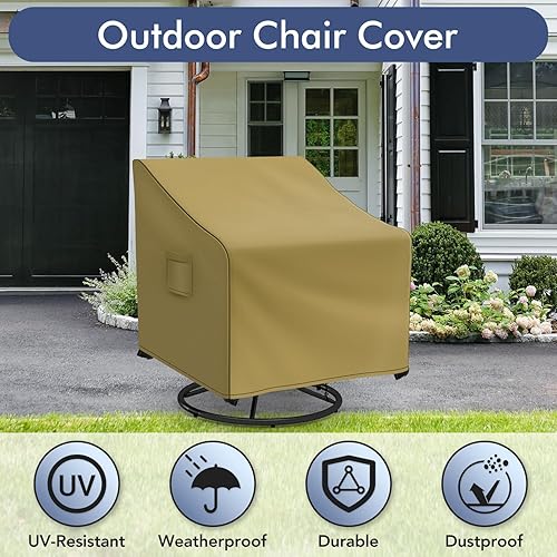 Miniatura 5 de Richwon Fundas para sillas giratorias para exteriores, impermeables, para sillas mecedoras para exteriores, paquete de 2, fundas para sillas de