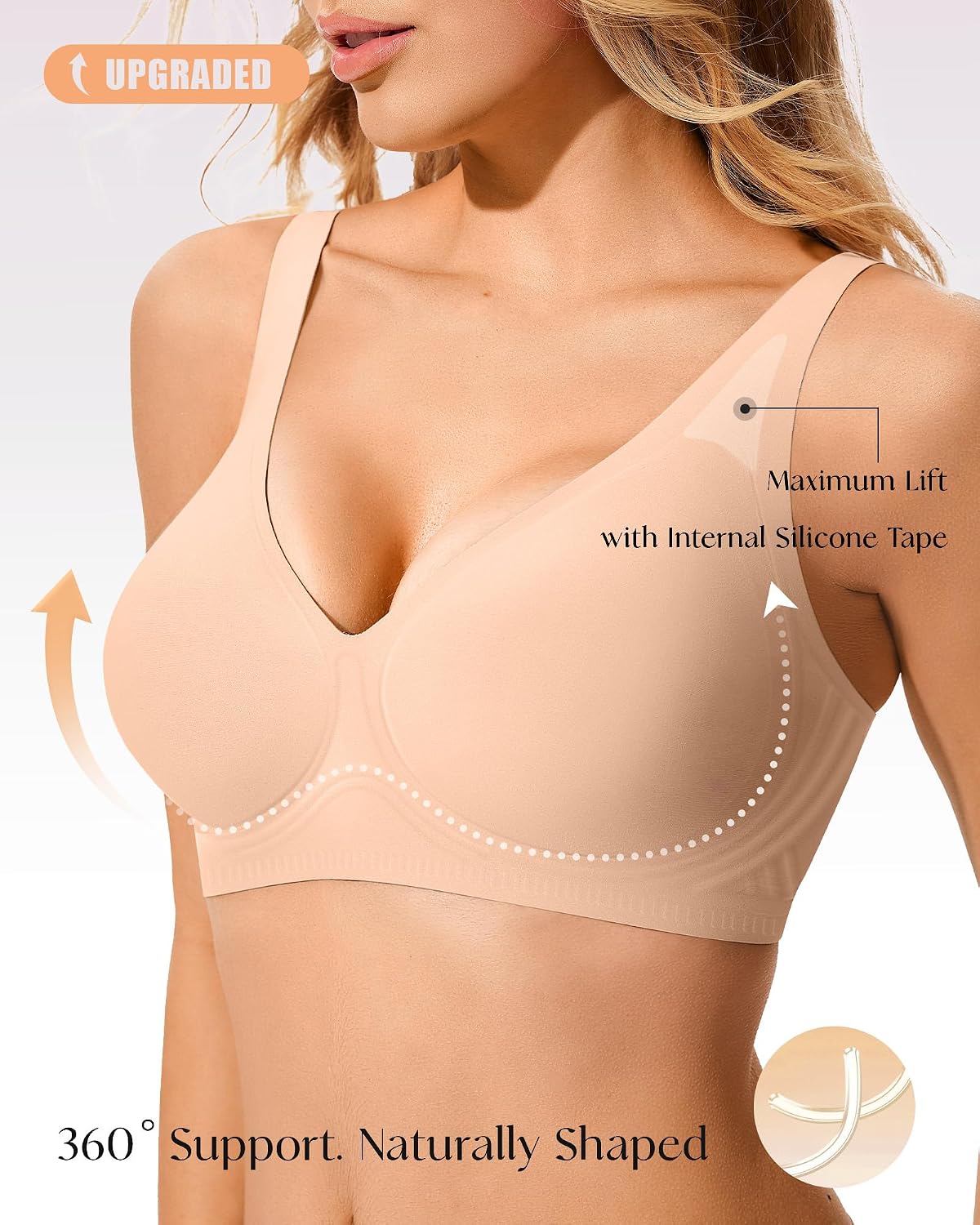 LetsJoli 2026 Jelly Bras for Women No Underwire Upgrade Wireless Deep V Seamless Push Up Plunge Comfortable Bralettes
