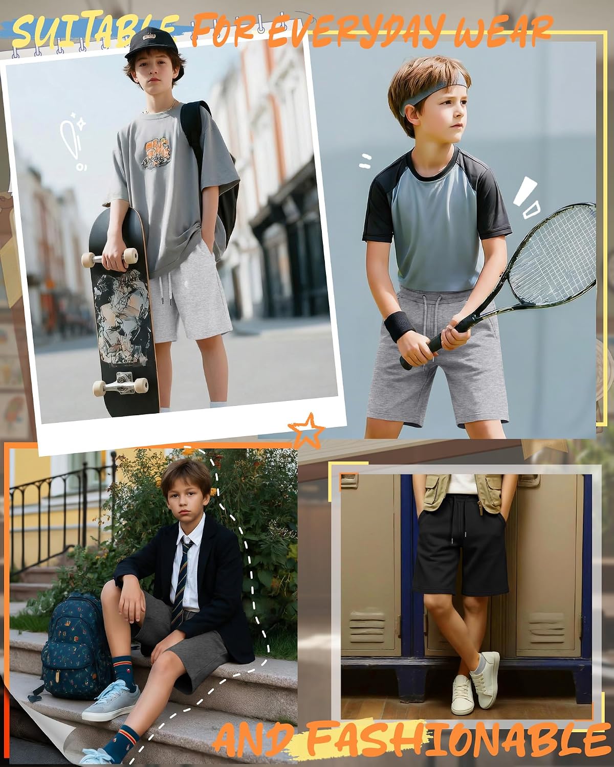 5 Pack Boys Shorts with Pockets
