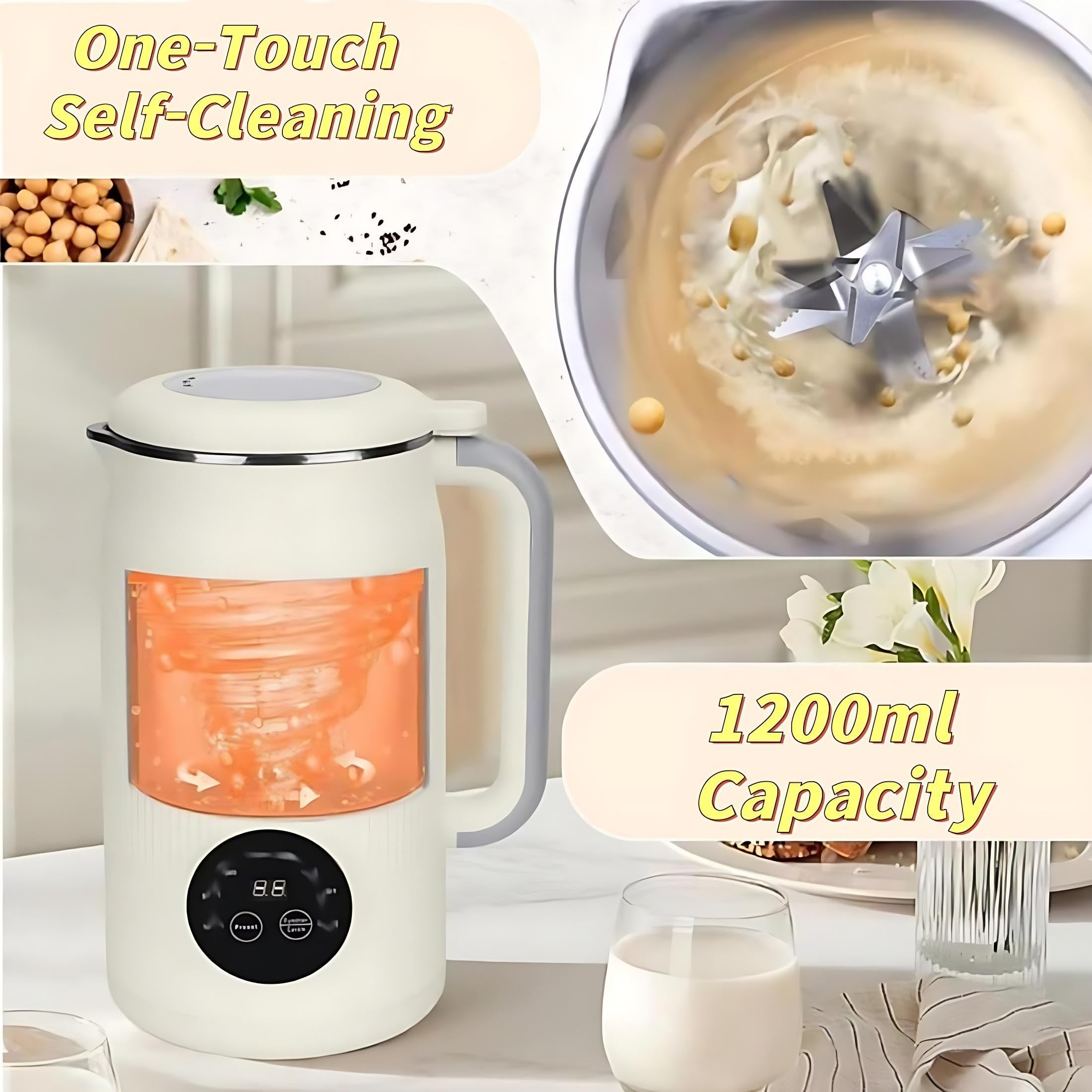 Macchina for il latte di noci 8 in 1, frullatore automatico for semi di soia e avena con timer e funzione di mantenimento in caldo Macchina for il latte vegetale for la cucina domestica(White)