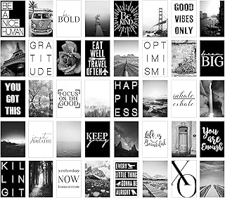 40 Piece Black and White Aesthtetic Photography and Inspirational Quotes...