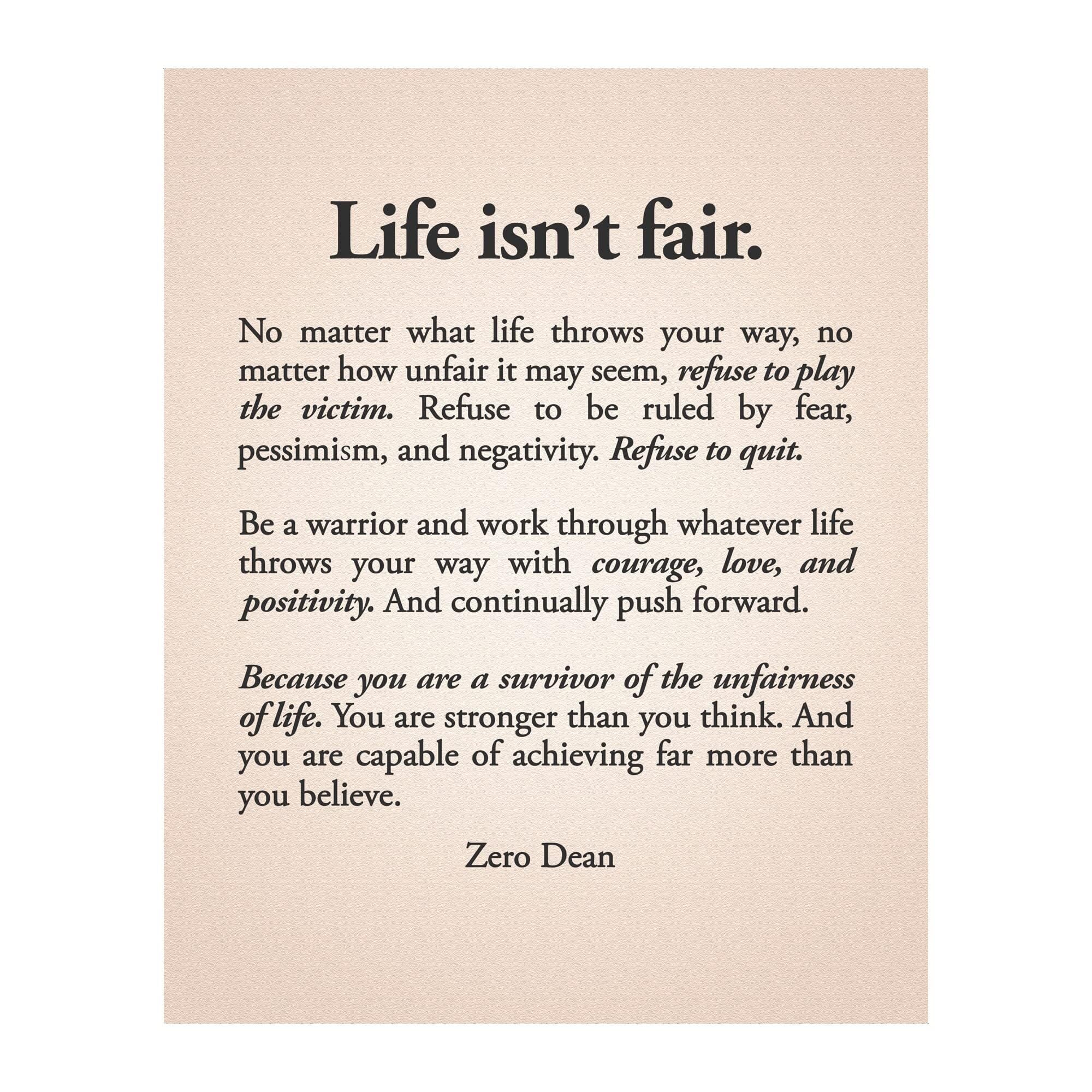 FOPURE Motivational Office Wall-Art - Life Isn't Fair Inspirational Quote Poster, Hustle Mindset Decor for Entrepreneurs, Home Office, Gym & Studio