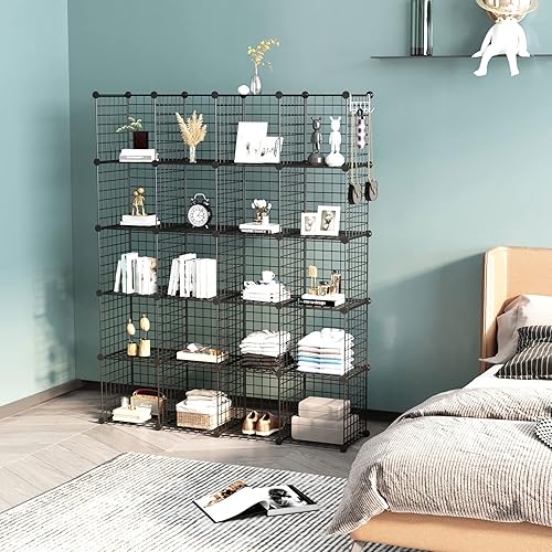Miniatura 7 de C&AHOME Almacenamiento de cubos de alambre, organizador de 20 cubos de metal, almacenamiento de rejillas de alambre C, estantes de almacenamiento