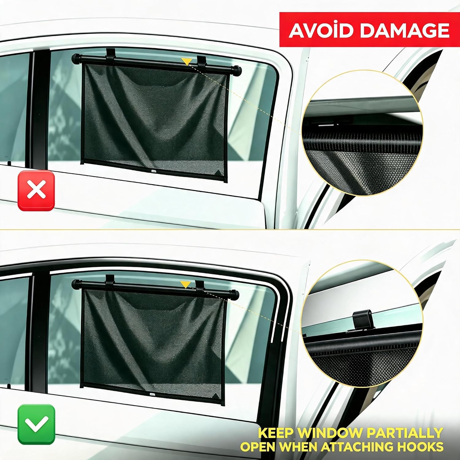 2-Pack 15.75"×17.72" Retractable Car Side Window Sunshade, UV Glare Block, Heat Reduction, Universal Fit Car Accessories (15.75"×17.72")