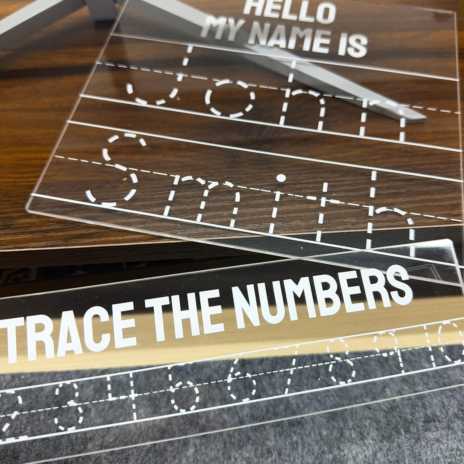 Personalized Name Tracing for Boys Girls Set of 5 Custom Reusable Letter Numbers Shapes Tracing Practice Boards for Preschool Learning