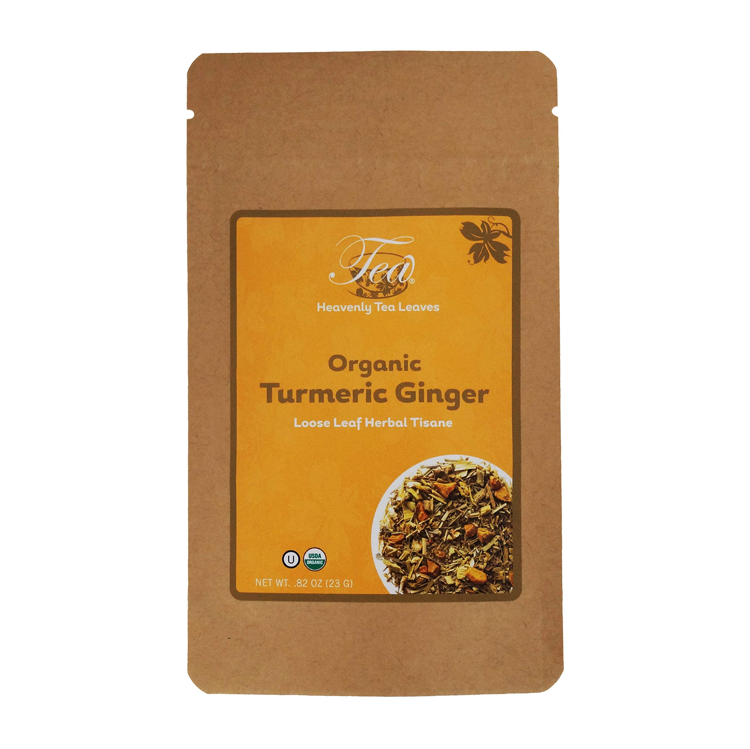 Heavenly Tea Leaves Organic Turmeric Ginger, Loose Leaf Herbal Tea, 82 Oz. (Approx. 10-15 Servings) - Wellness and Immune Support, Digestion, Caffeine-Free, Ayurvedic, Energy Boosting