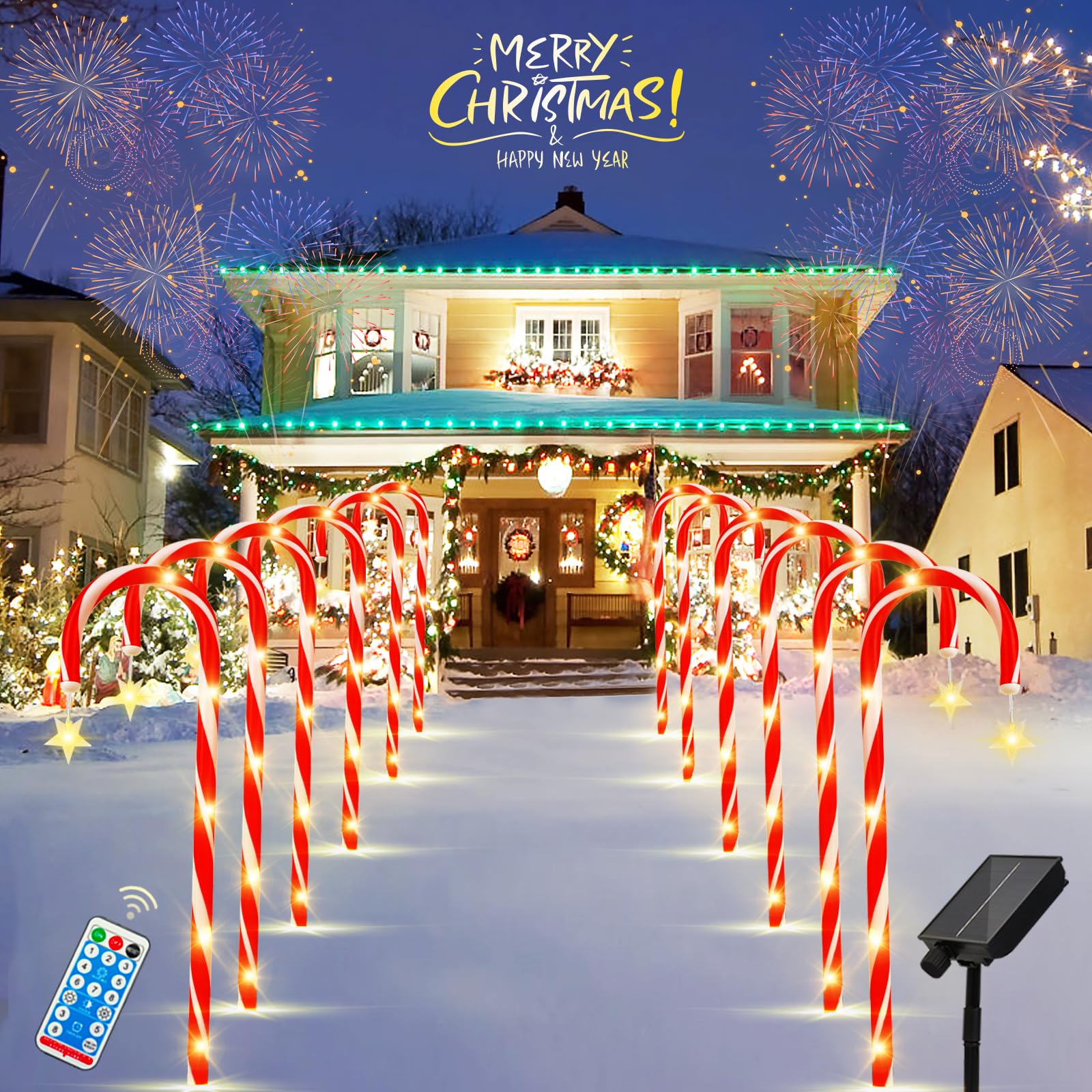 Christmas Decorations 10 Pack Candy Cane Lights with 8 Modes, Christmas Lights Outdoor Waterproof, Christmas Outdoor Decorations Outside for Yard/Garden/Lawn/Tree/Pathway/Patio/Holiday Decor (led1)