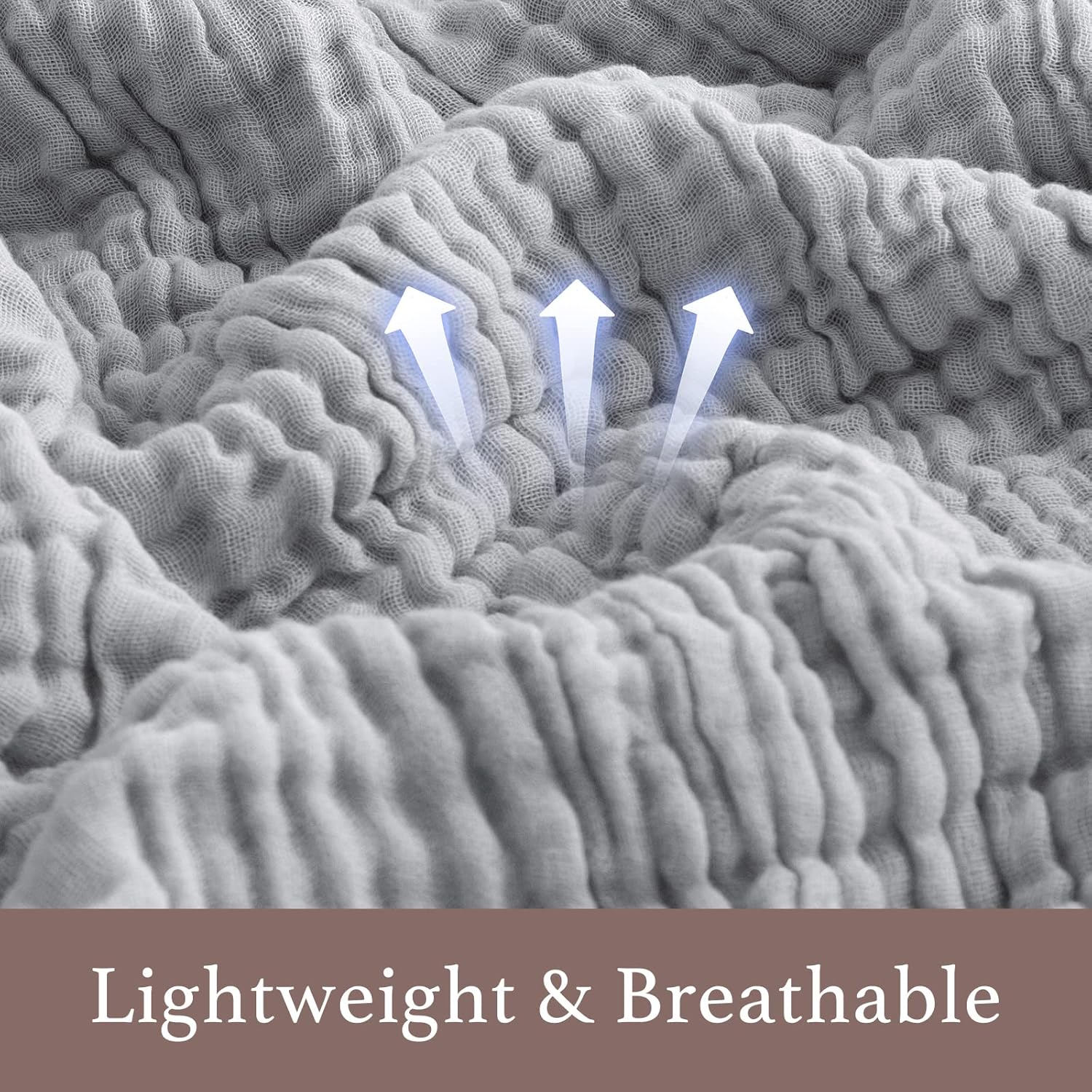 ACCOTIA Cotton Muslin Throw Blanket Gauze Linen Throws for Couch Bed Soft Lightweight Breathable Bedspread Coverlet All Season (50"X70", Light Grey)