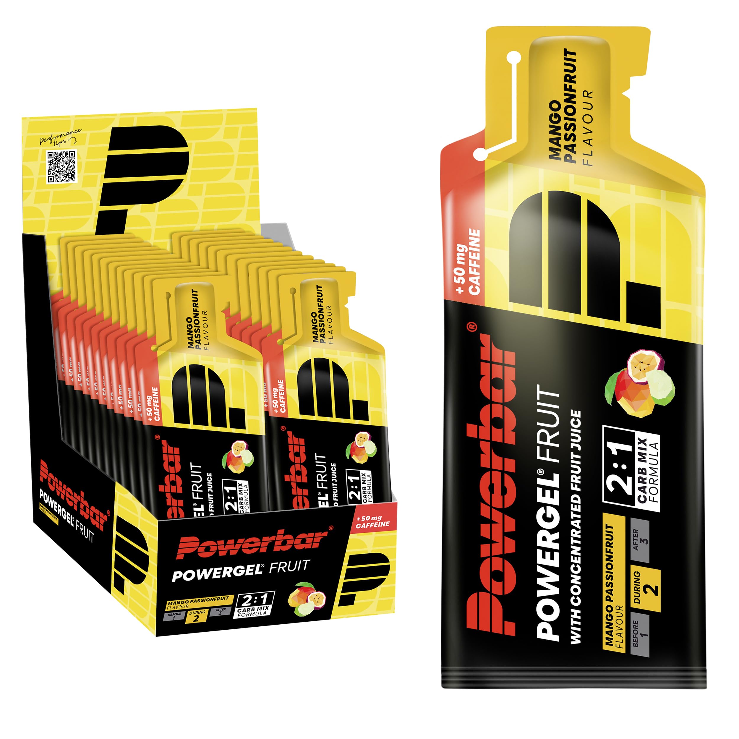 Powerbar - PowerGel Fruit - Red Fruit Punch - 24x41g - High Carb Energy Gel - Sodium - caffeine-free