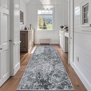 Aelenmu Runner Rugs for Hallways Kitchen 2.6x8 Non Slip Washable Black