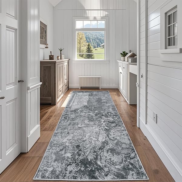 Aelenmu Runner Rugs for Hallways Kitchen 2.6x8 Non Slip Washable Black