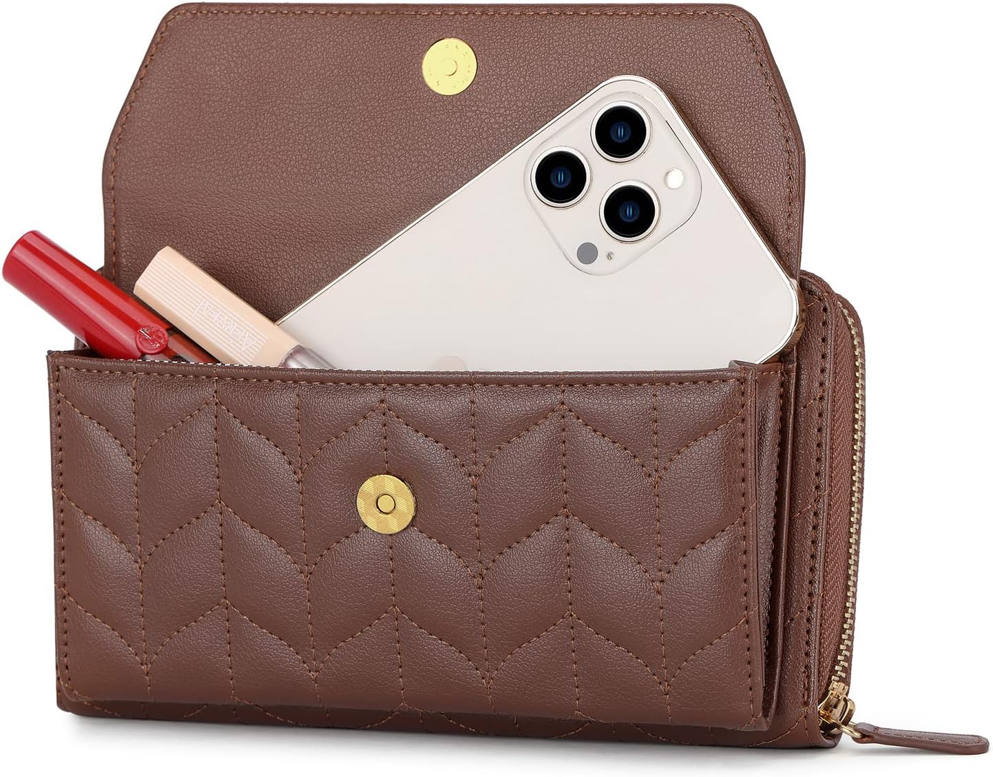 nuoku Womens RFID Wallet Purse Wristlet Crossbody Clutch with Zip Around 2 Strap | RFID, Zip Around, 2 Strap - Image 6