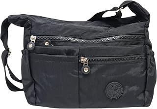 Damen-Handtasche mit Schulterriemen aus wasserdichtem Nylon, mehrere Taschen, verstellbarer Schultergurt aus Stoff, Maße: 29 x 24 x 12 cm. Art. 2247 Marke Coveri