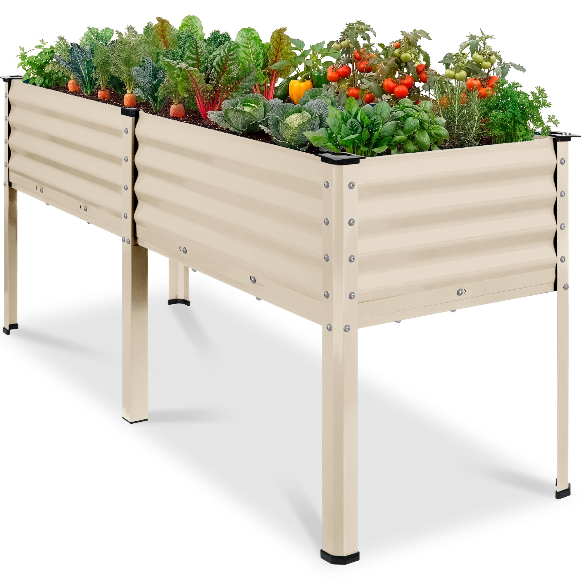 Best Choice Products 72x24x30in Non Toxic Galvanized Raised Garden Bed, Metal Elevated Planter Box, Vegetable Garden, 100% Non Toxic Materials - Beige
